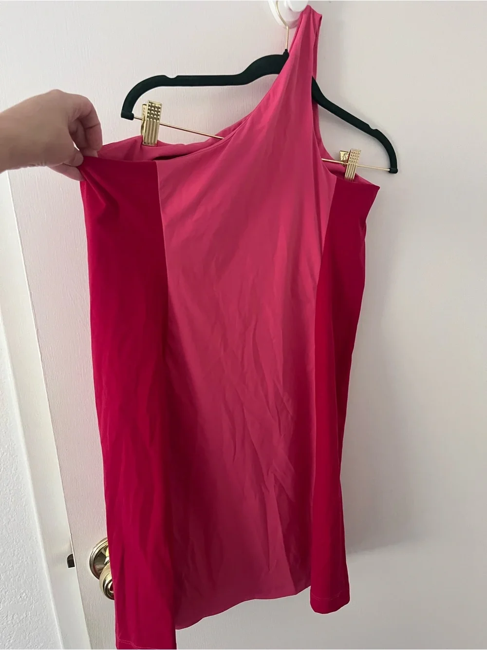Outdoor Voices One Shoulder Dress Pink Colorblock Azalea Ruby Athleisure XL - Picture 4 of 9